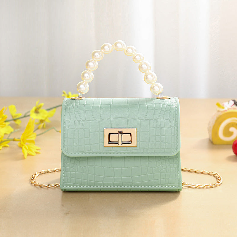 Classy Pearl Hand Crocodile Pattern Gel Shoulder Bags