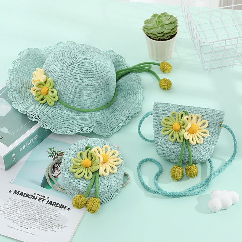 Women's & Children's Seaside Beach Weaving Straw Hat Pastoral Children's Coin Purse