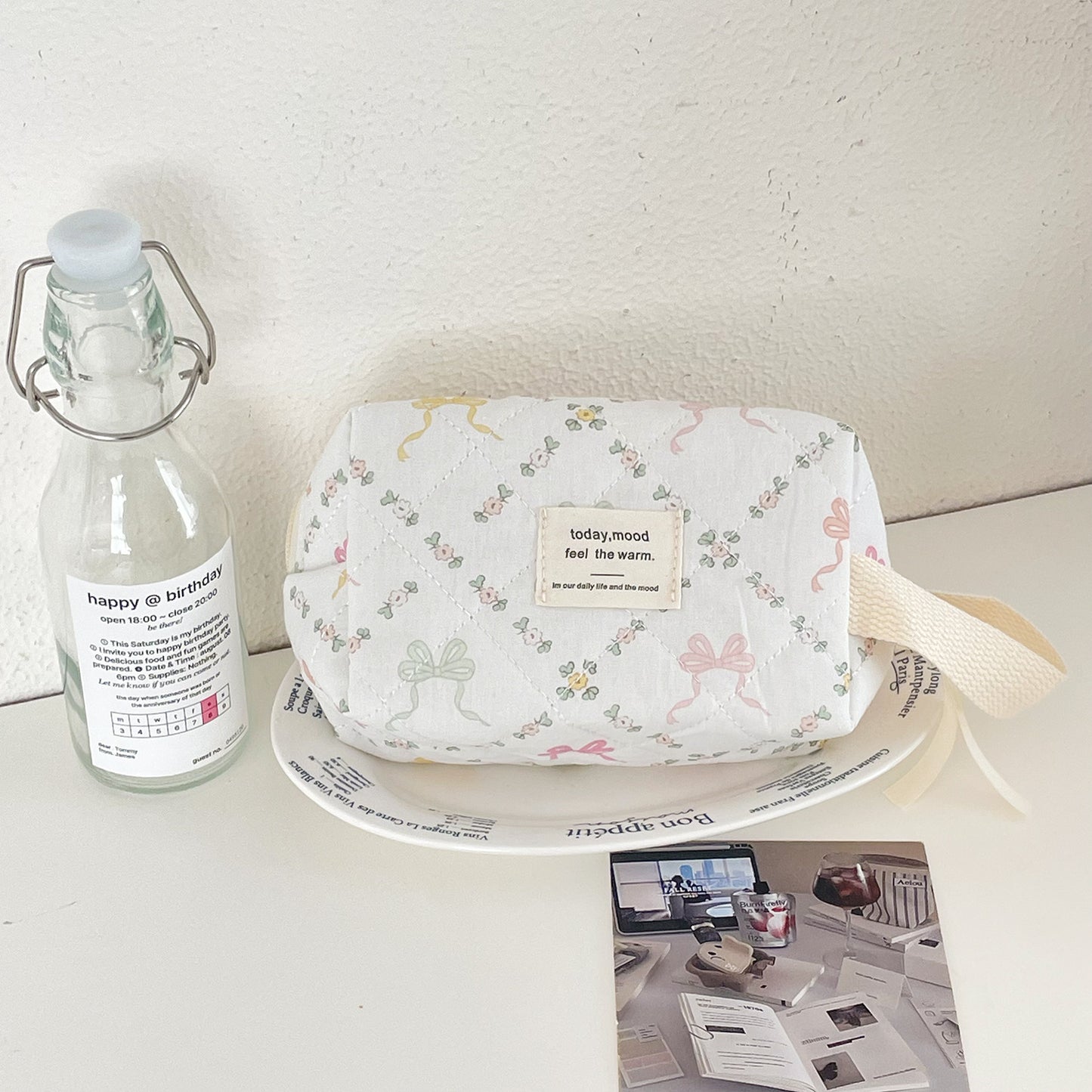 Colorful Bow Sweet Portable Large Capacity Cosmetic Bags