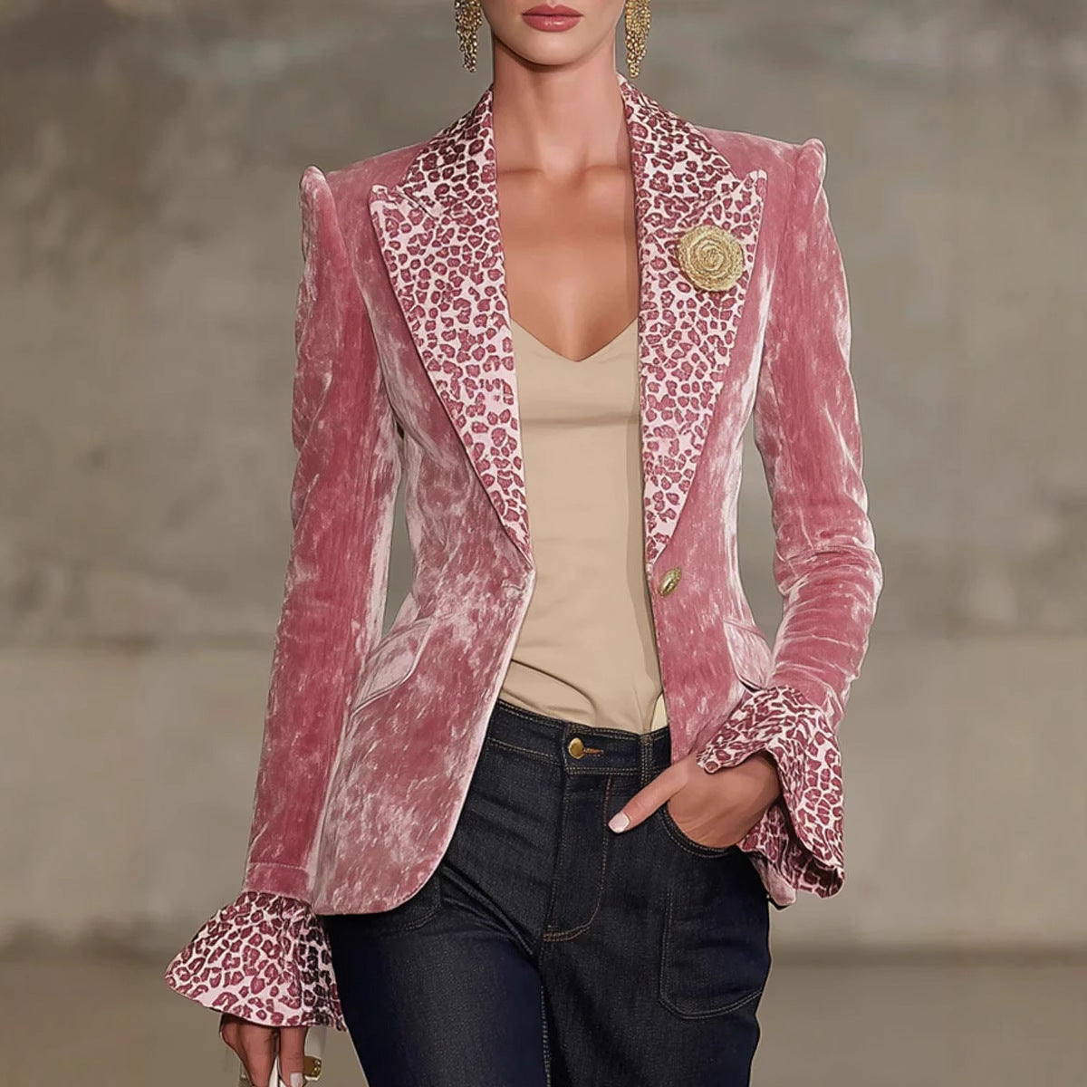Women's Long Sleeve Lapel Digital Printing Small Blazers