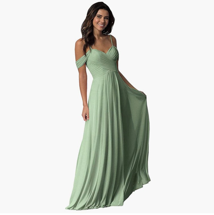 Women's Ruffled Bridesmaid Dress Long Gown Formal Wedding Dresses