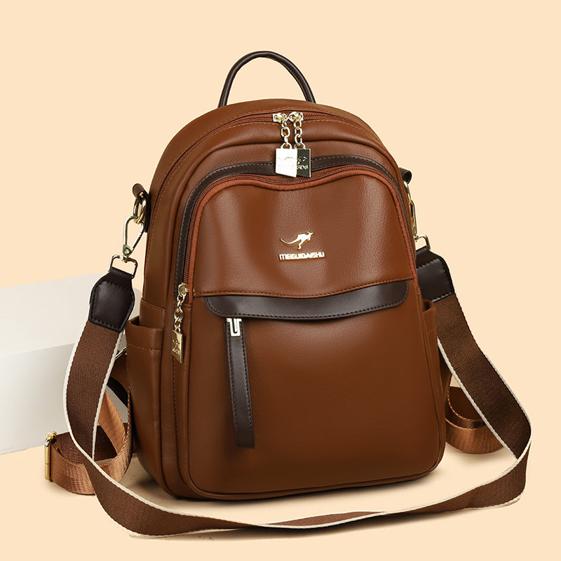 Fashion Mother Soft Leather Large Capacity Backpacks