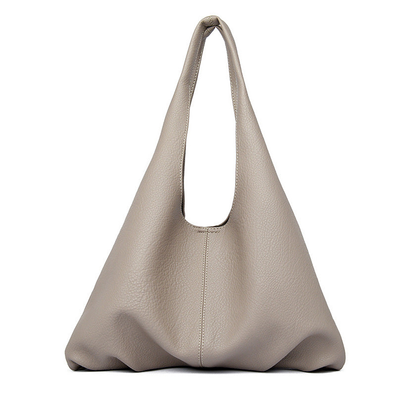Women's Solid Color Simple Large Capacity Soft Shoulder Bags