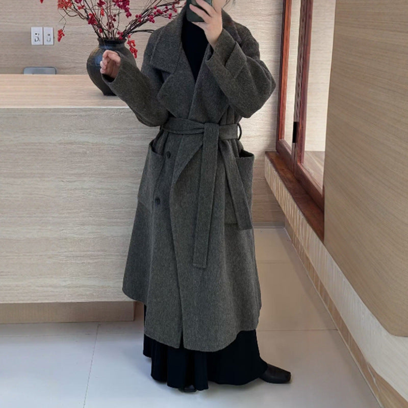 Women's High-grade Graceful Fashionable Double-sided Woolen Large Coats