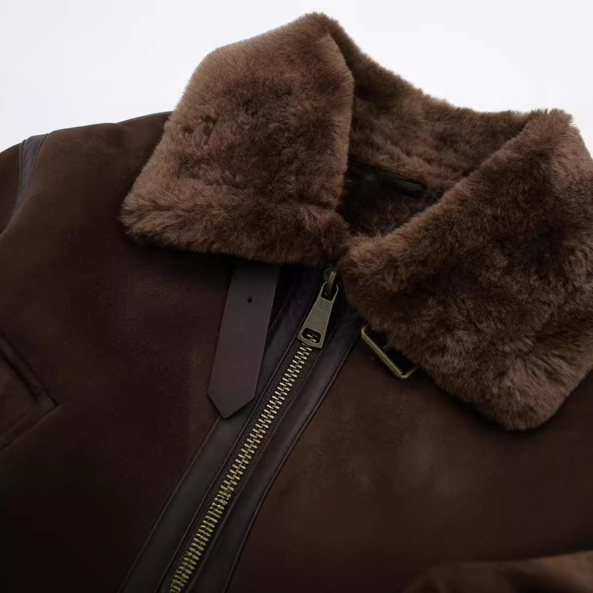 Women's Warm Brown Fur Hot Locomotive Style Tops