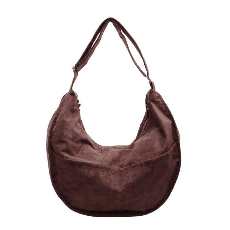 Women's Suede Large Capacity Leisure Commute Dumpling Shoulder Bags