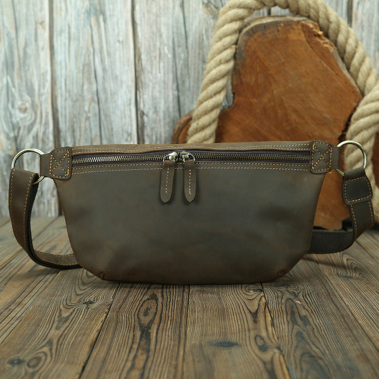 Men's Ancient Hipster Summer Retro Crazy Horse Leather First Men's Shoulder Bags