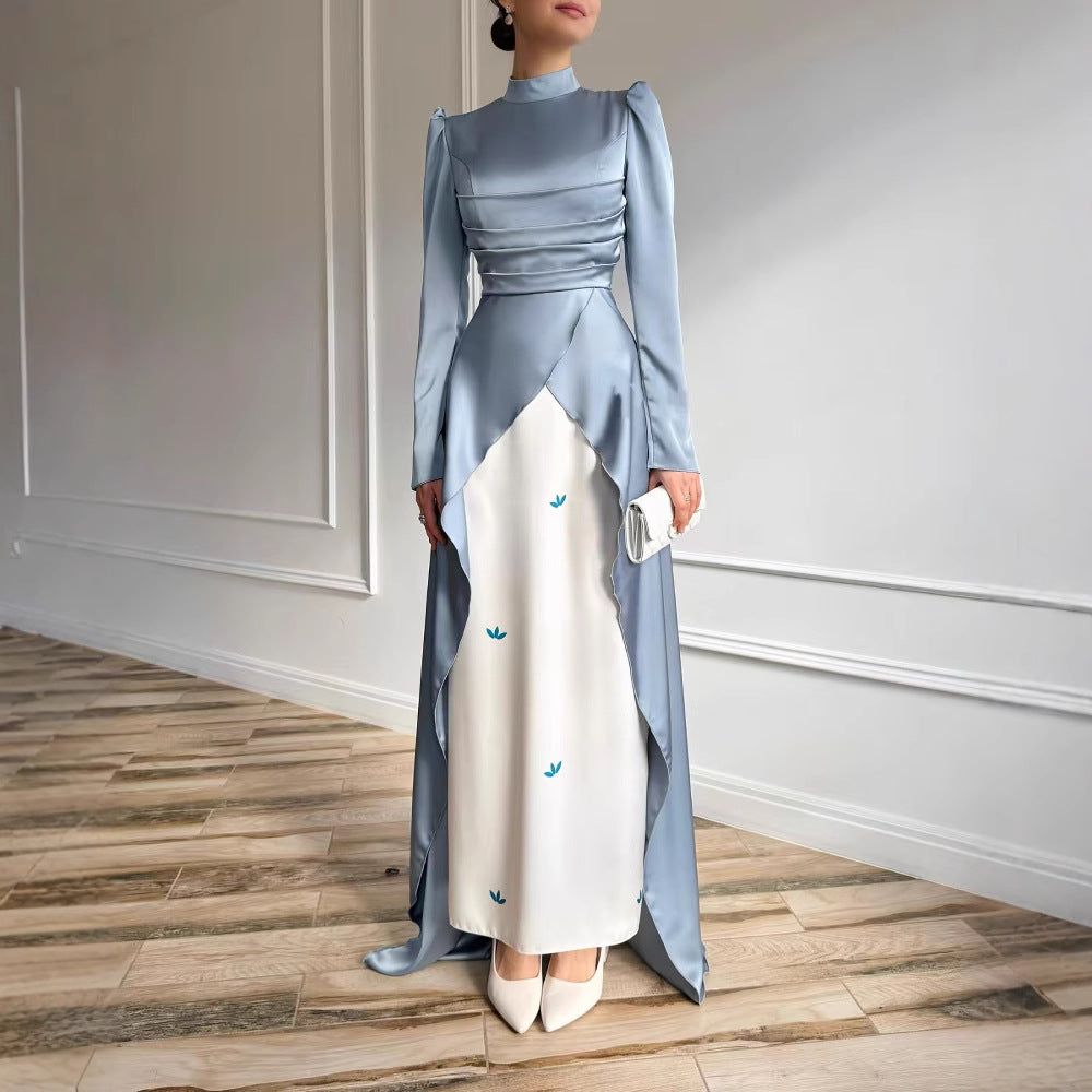 Niche Temperament Trailing Dress Contrast Color Dresses