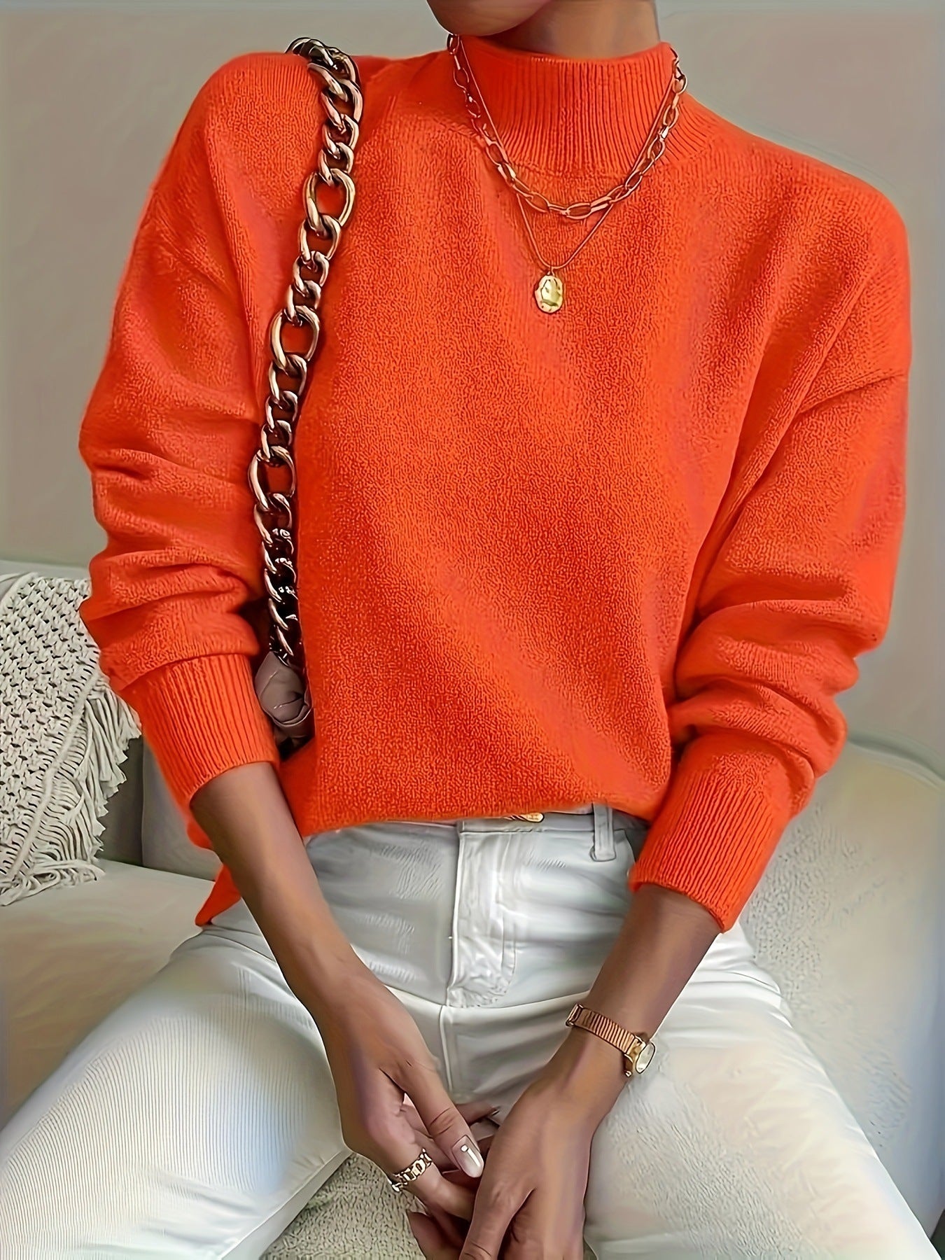 Women's Long Sleeve Fashion Solid Color Loose Sweaters