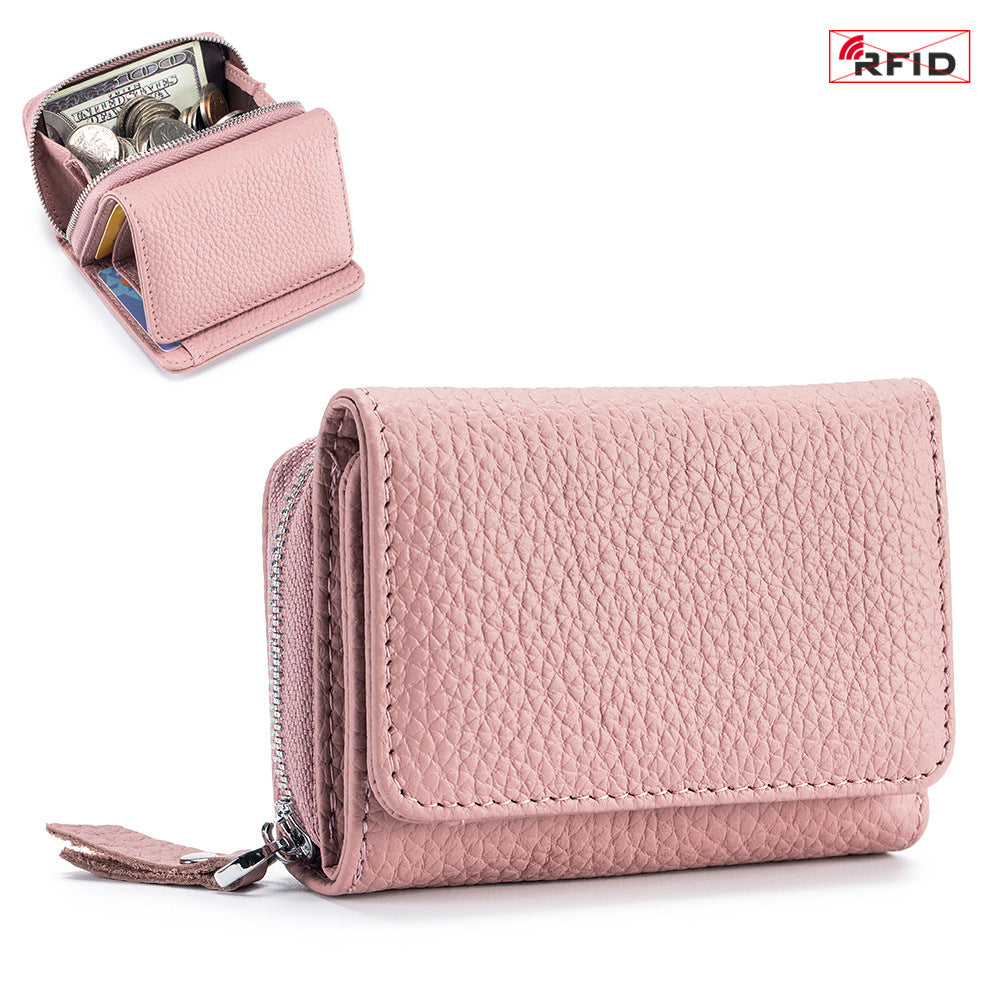 Women's Genuine Leather Style Short Three-fold Mini Ladies Wallets