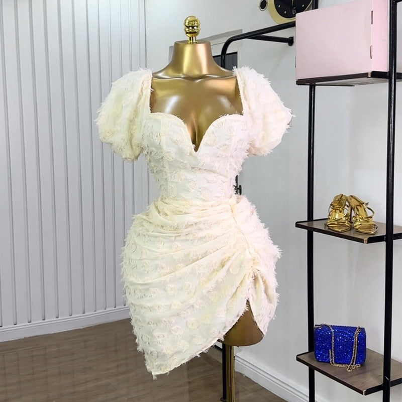 Women's Sexy Puff Sleeve High Waist Slimming Dresses