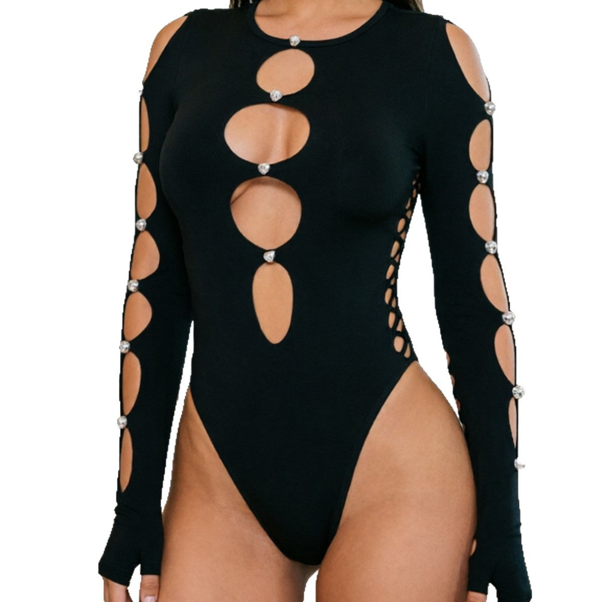 Women's Color Summer Pearl Sexy Cutout Ripped Long Women's Jumpsuit/clothing