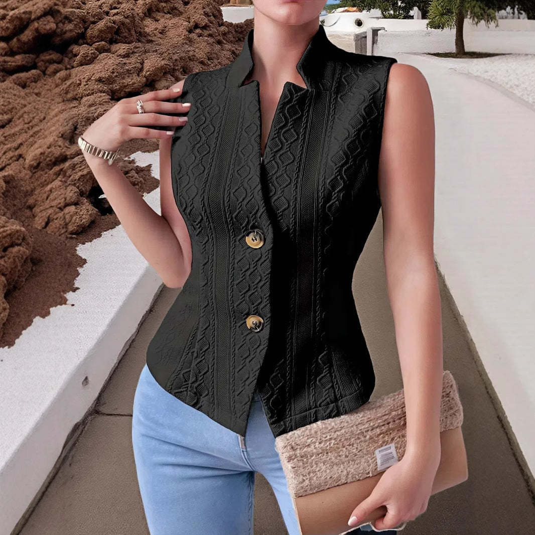 Women's Commuter Button Sleeveless Waistcoat Female Women's Vest