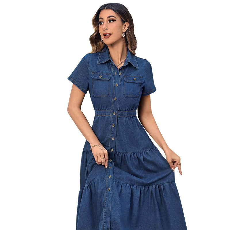 Women's Lapel Button Long Pocket Sleeve Pattern Plus Size