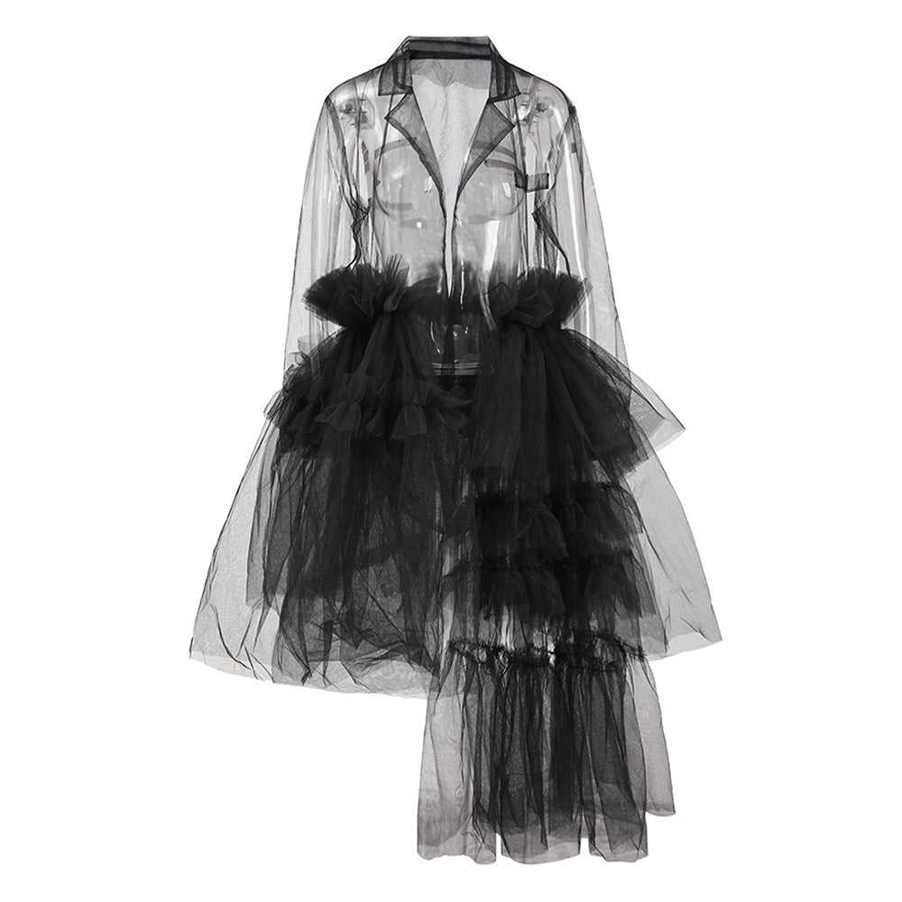 European Goods Design Tulle Summer Collar Irregular Skirts