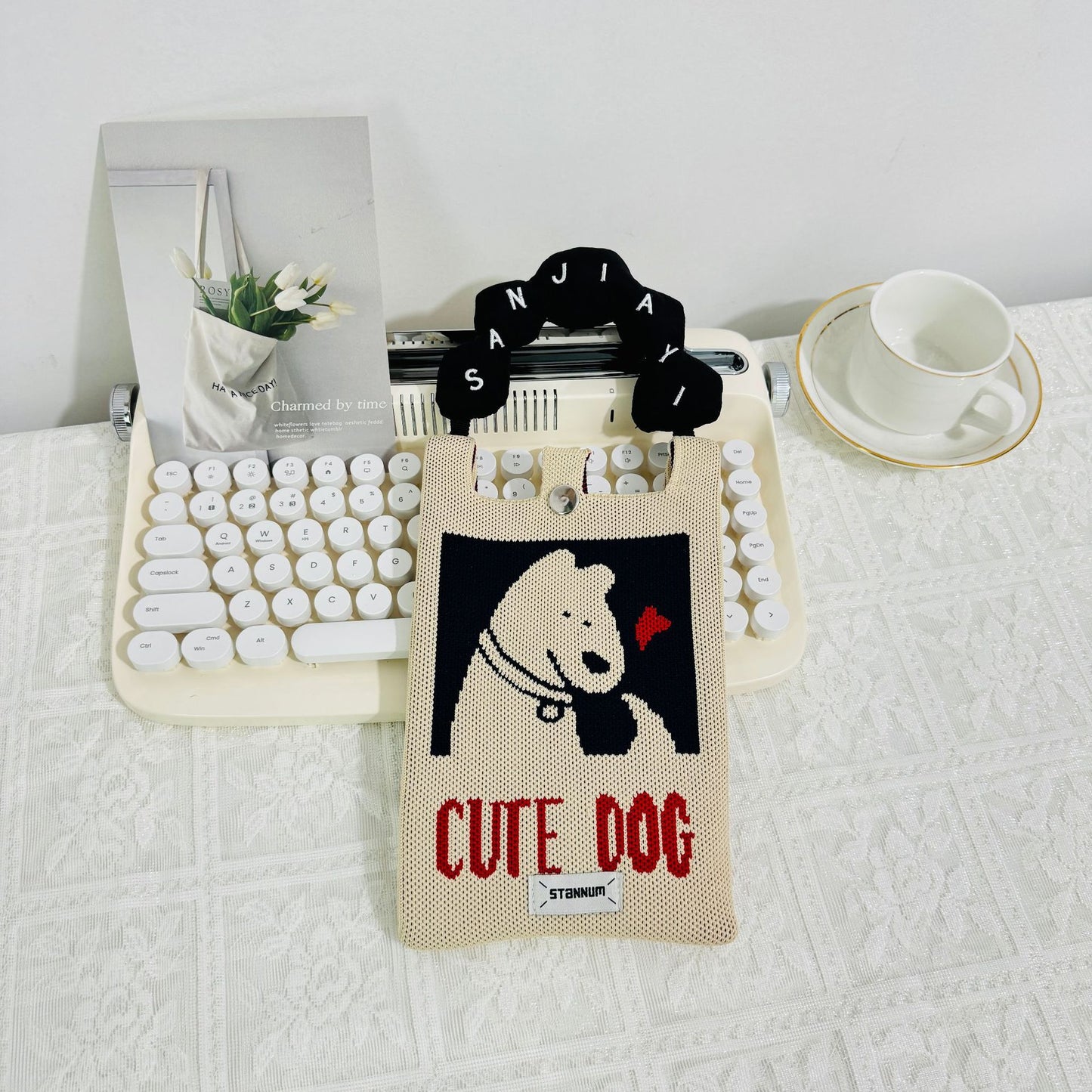 Creative Cute Cartoon Cat Knitted Mini Crossbody Bags