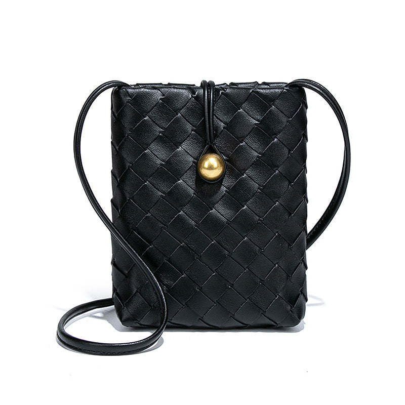 Women's Mini Vertical Woven Mobile Retro Niche Crossbody Bags