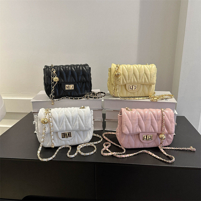 Women's Beautiful Fashionable Rhombus Chain Pink Crossbody Bags