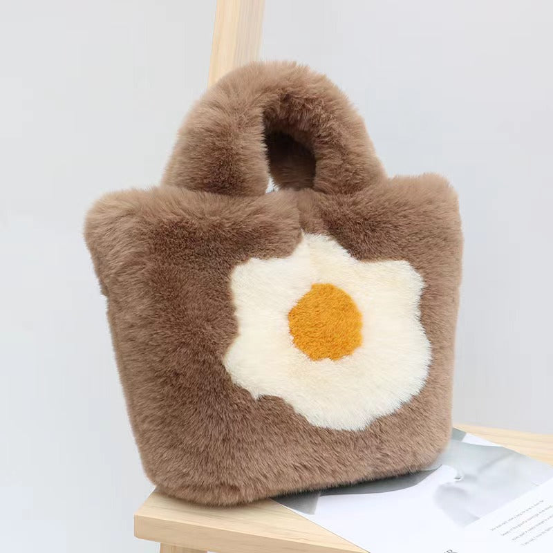 Women's Fashion Plush Portable Fur Large Capacity Shoulder Bags