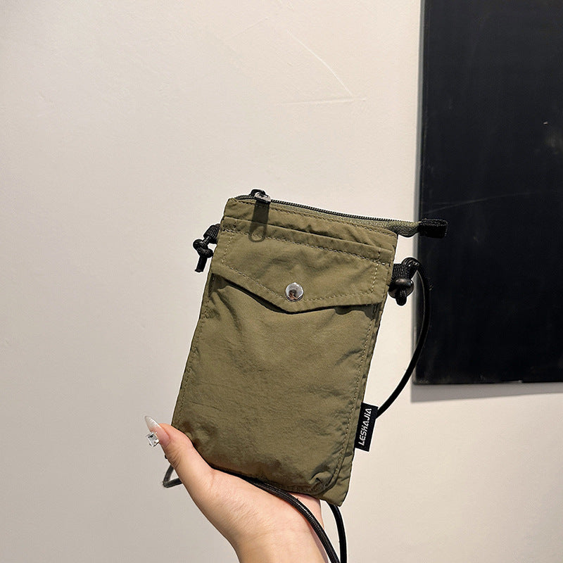 Women's Nylon Vertical Mobile Simple Earphone Cloth Phone Bags