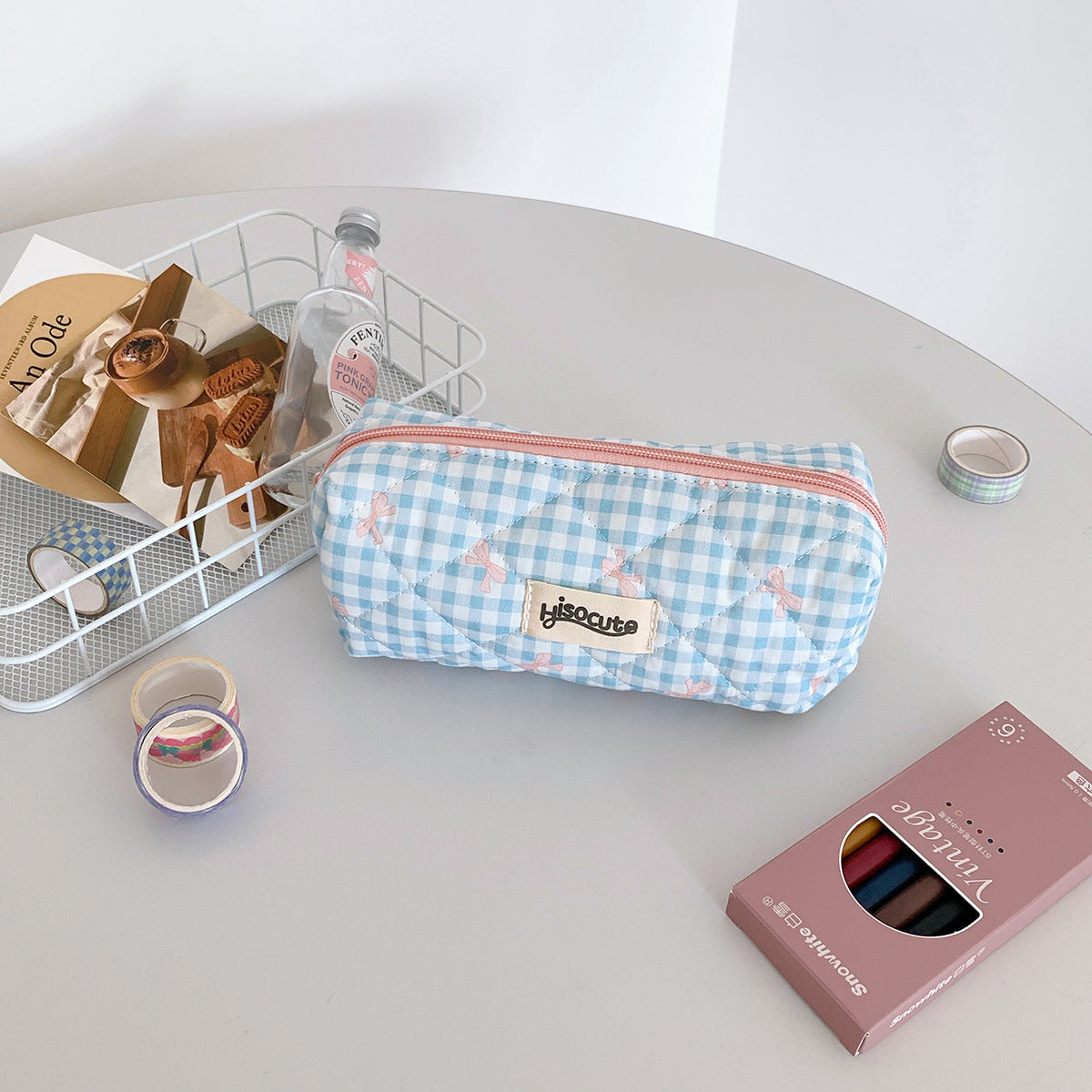 Plaid Simple Good-looking Makeup Brush Assorted Cosmetic Bags