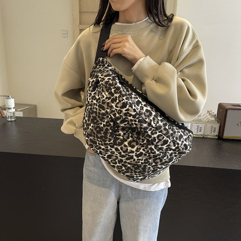 Women's Niche Leopard Print Underarm Dumpling Crossbody Bags