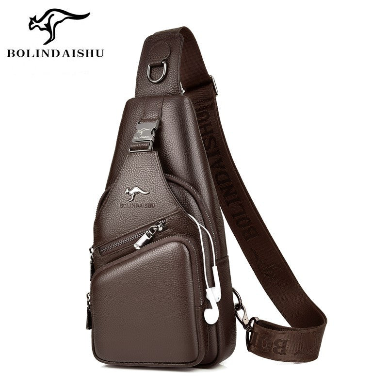 Men's Innovative First Layer Cowhide Leather Men's Chest Bags