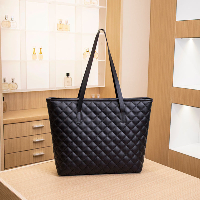 Women's Rhombus High Texture Large Capacity Commuter Tote Bags