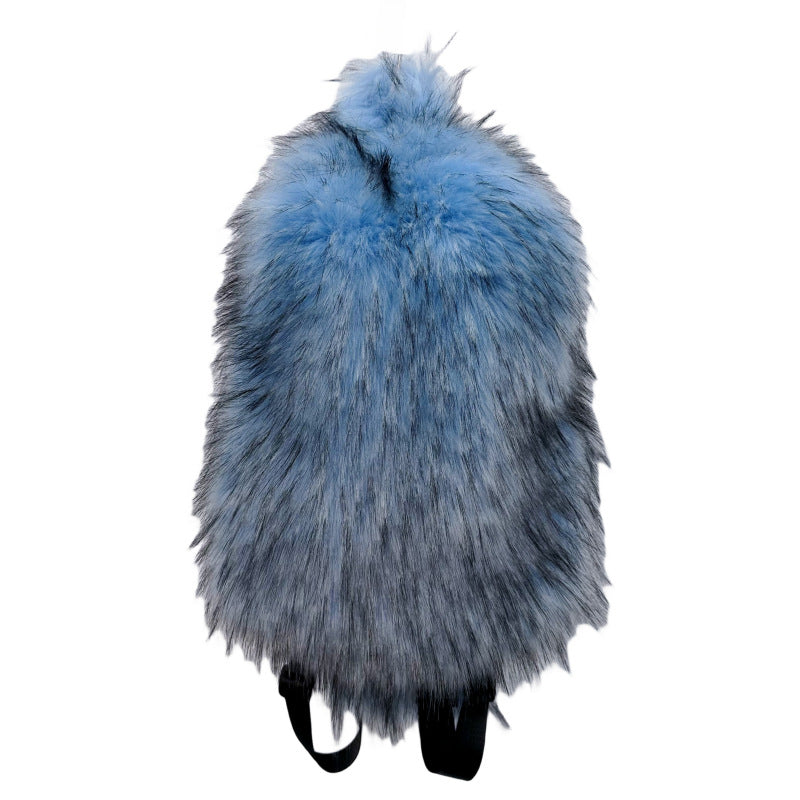 Popular Slouchy Fur Female Versatile Plush Backpacks