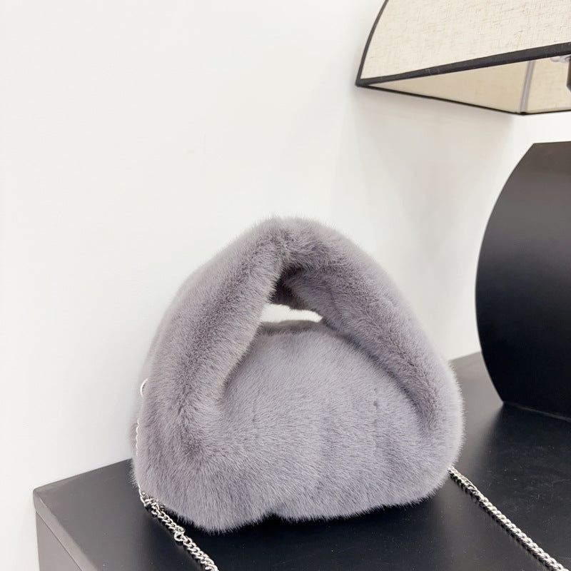 Plush Cute Furry Versatile Lady Dumpling Handbags