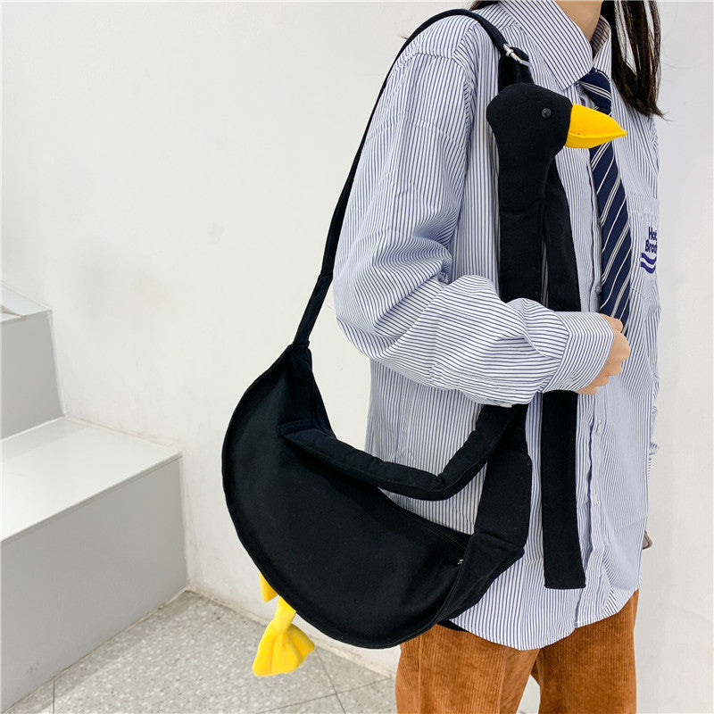 Women's Cute Duck Head Canvas Trendy Funny Crossbody Bags
