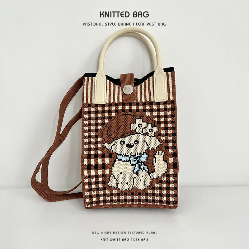 New Stylish Cartoon Knitted Adjustable One Handbags