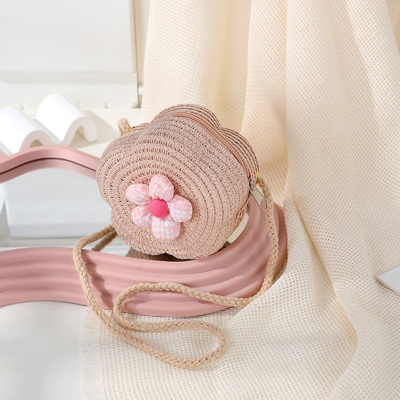 Women's Woven Seaside Flower Beach Summer Mini Children's Coin Purse