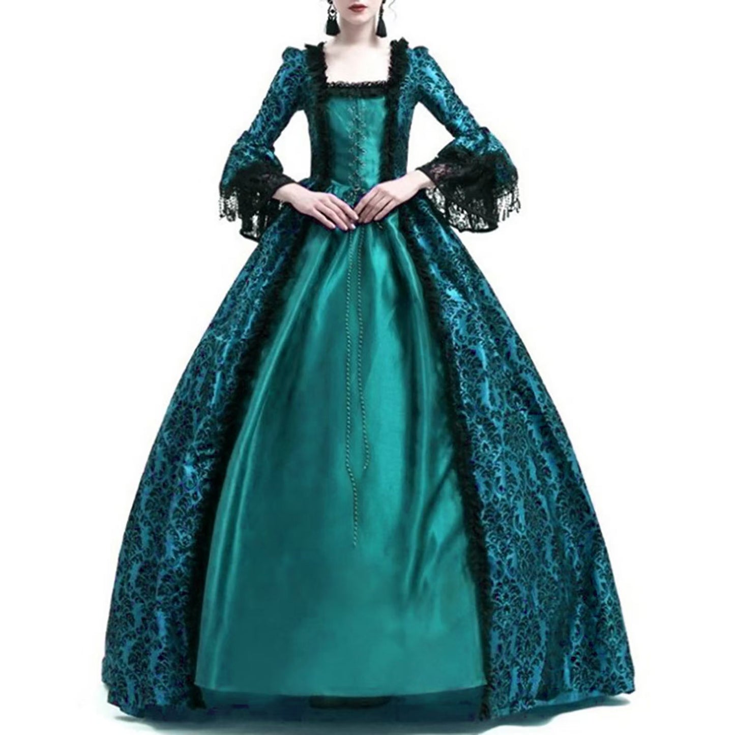 Women's Lace Stitching Large Bell Sleeve Medieval Dresses