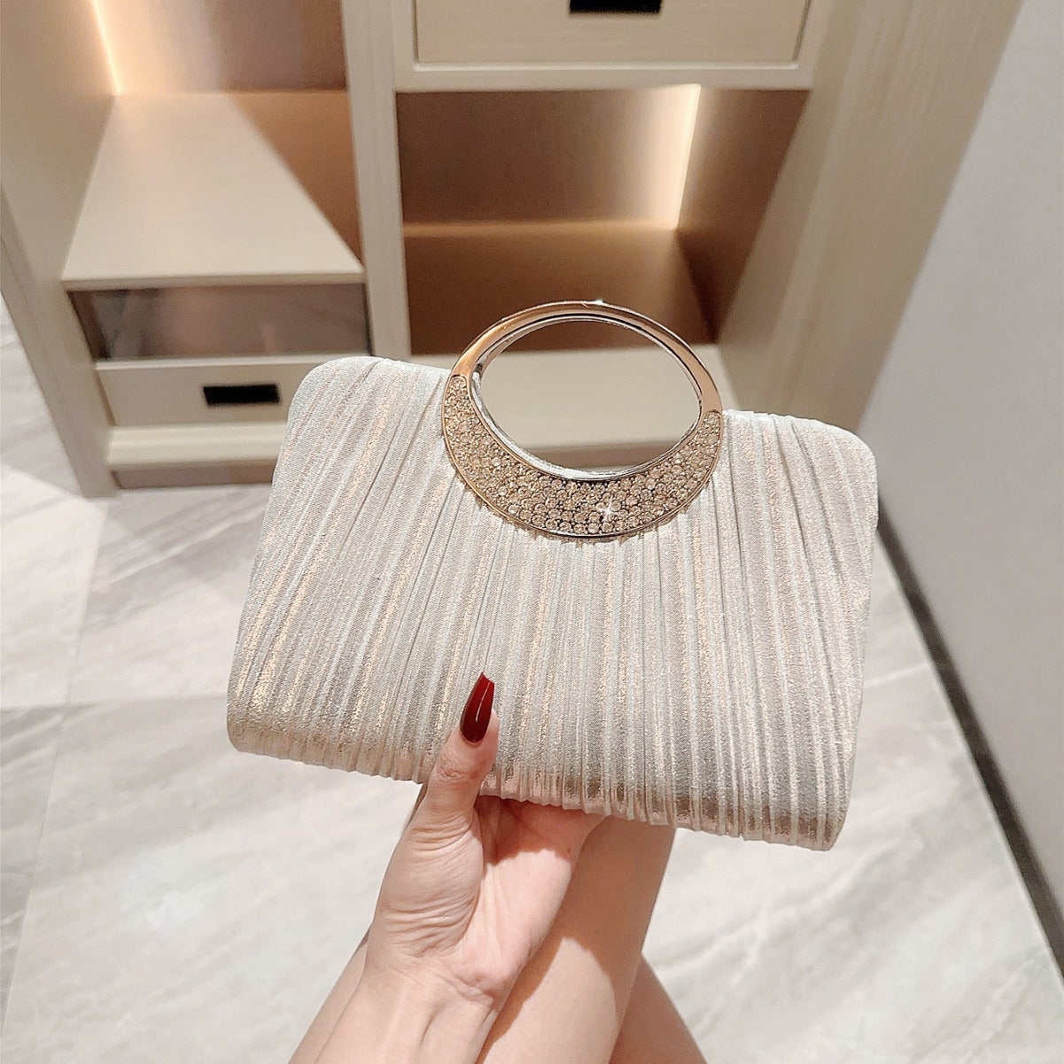 Dinner Pleated Leather Portable Banquet Romantic Evening Bags
