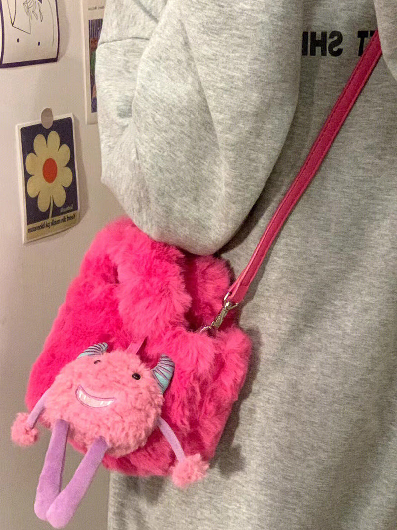 Trendy Doll Rose Red Cute Little Monster Crossbody Bags