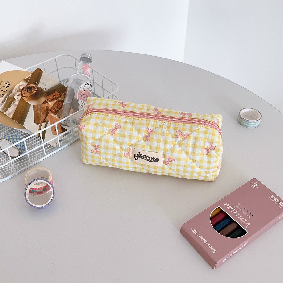 Plaid Simple Good-looking Makeup Brush Assorted Cosmetic Bags