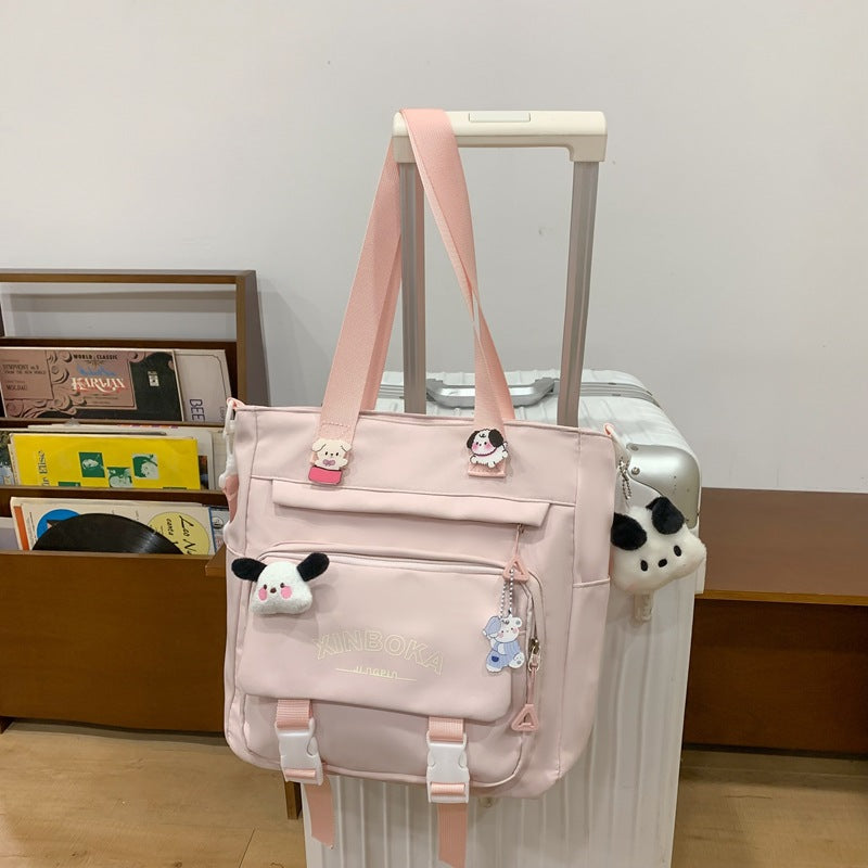 Women's Fashion Solid Color Wide Strap Portable Backpacks