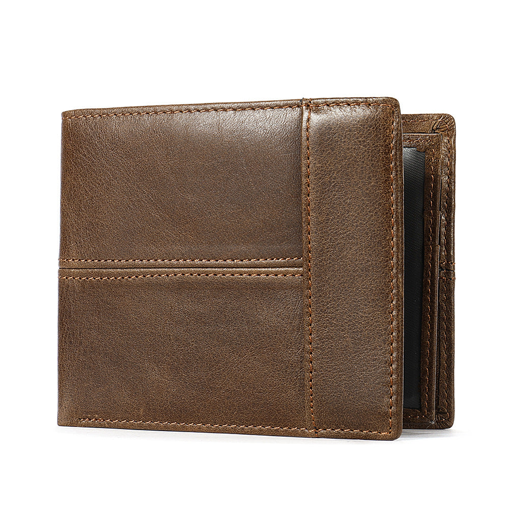 Men's Genuine Leather Short Multiple Slots First Men's Wallets
