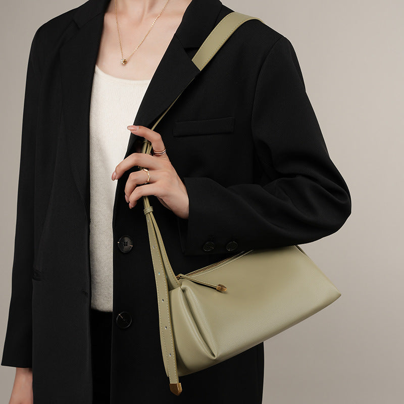 Women's Cowhide Black Genuine Leather High-grade French Crossbody Bags