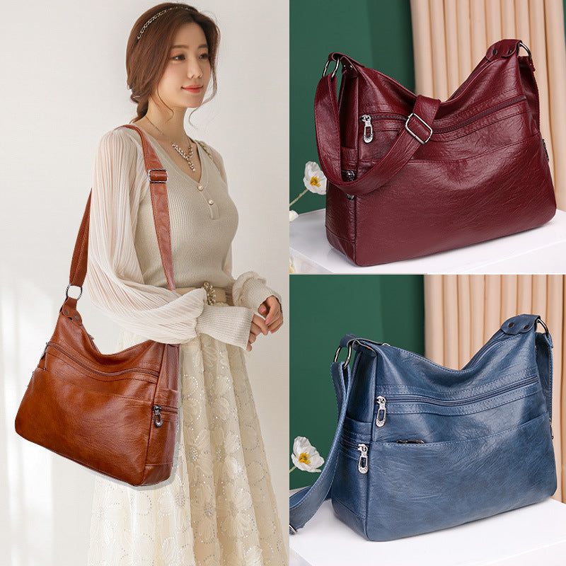 Women's Fashionable Large Capacity Soft Leather Crossbody Bags