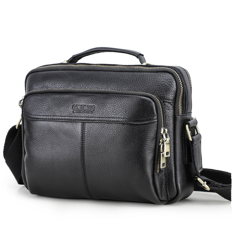 Men's Black Angel Retro Crazy Horse Men's Messenger Bags
