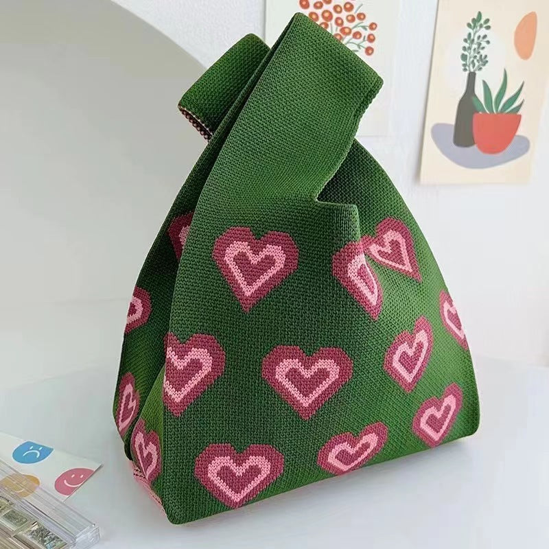 Women's Style Large Capacity Knitted Fashion Cartoon Tote Bags