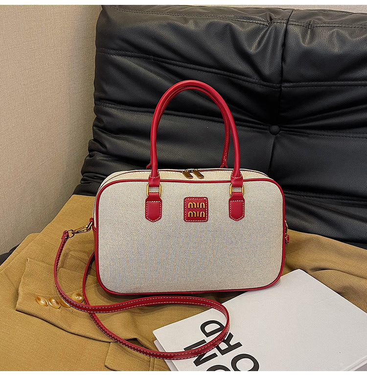 Women's Bowling Boston Canvas Retro Leisure Commute Crossbody Bags