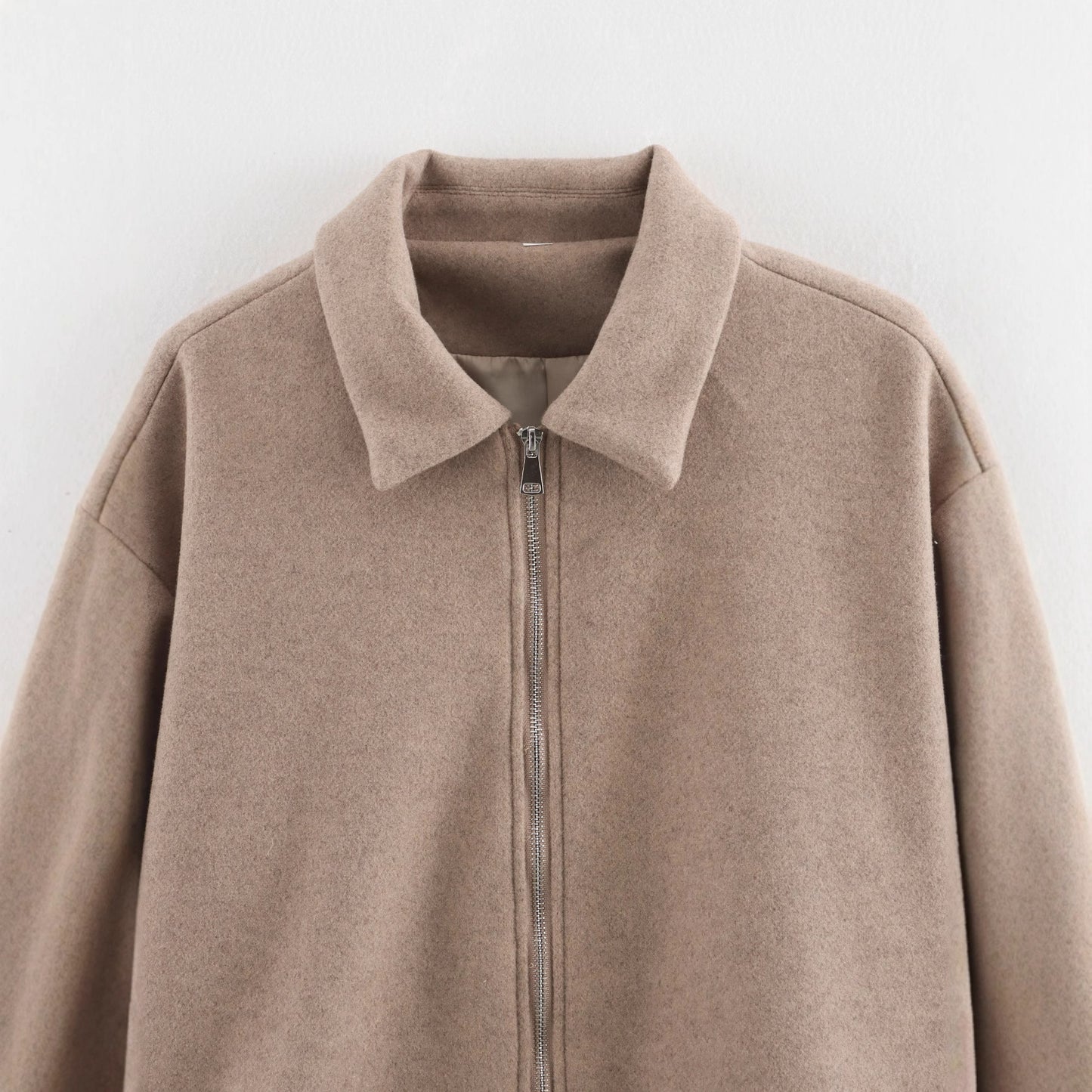 Women's Fashion Casual Pleated Zipper Soft Woolen Coats