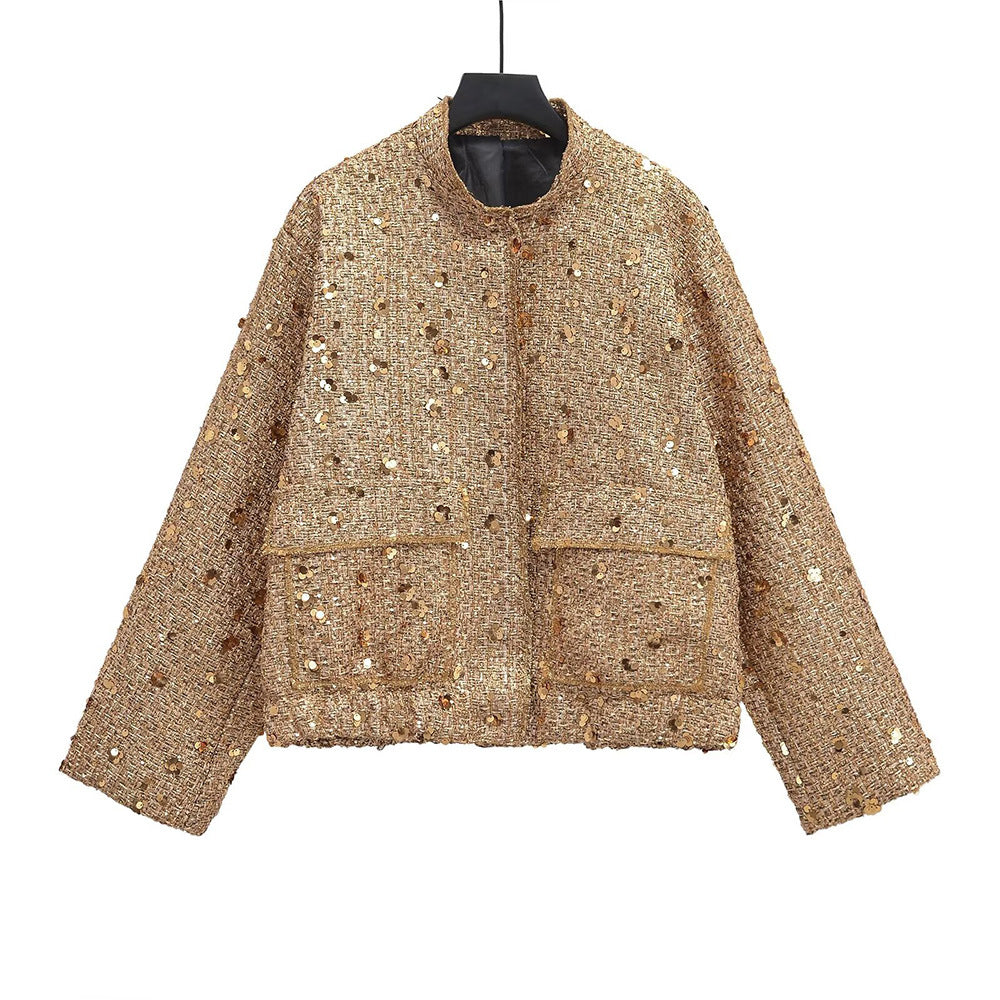 Women's Quality Autumn Fashion Beads Decoration Sequined Jackets
