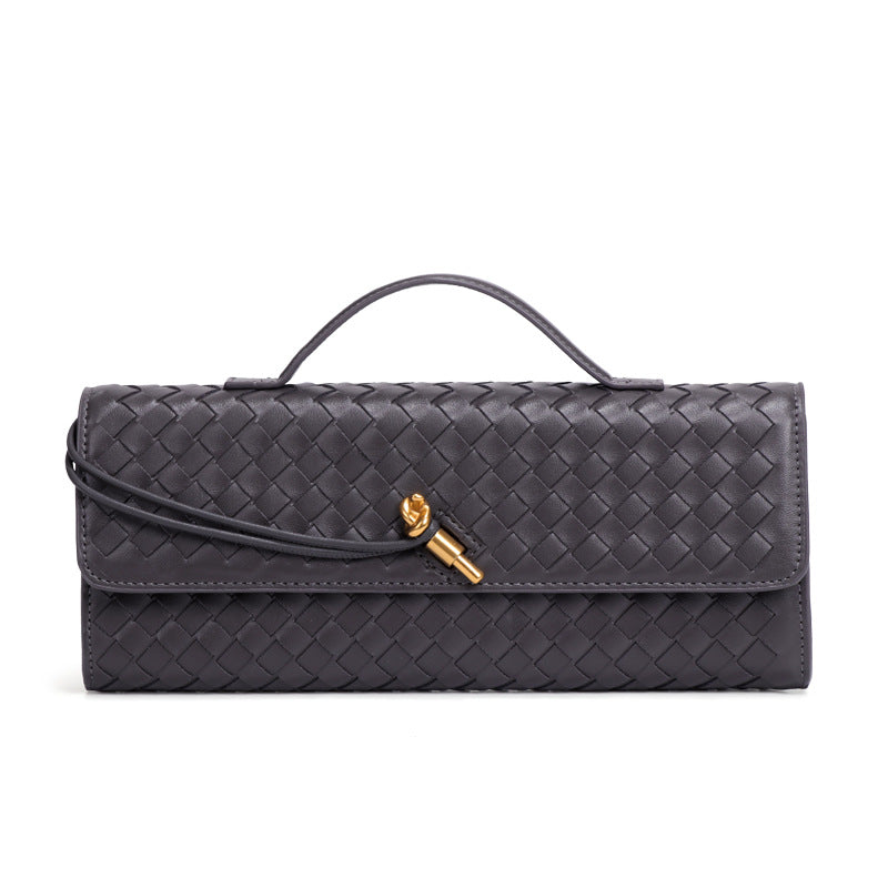 Trendy Woven Soft Leather Dinner Baguette Crossbody Bags