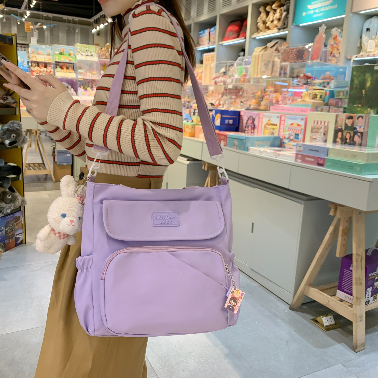 Simple Versatile Large Capacity Portable Cute Tuition Shoulder Bags