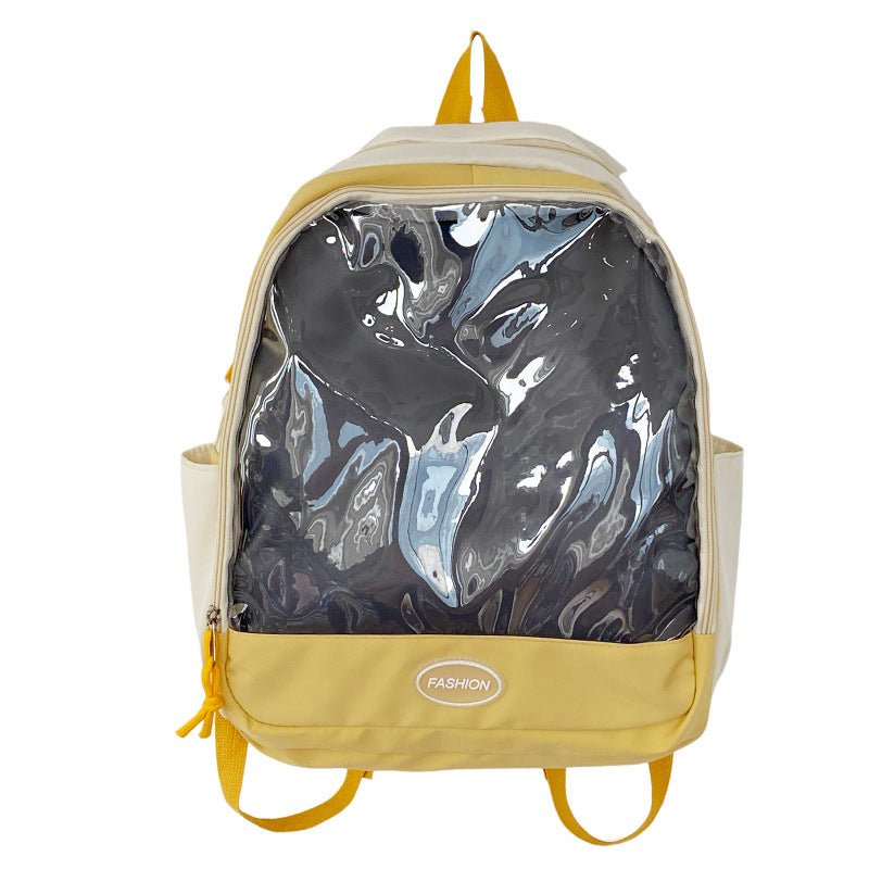 Women's Cartoon Doll Transparent Badge Cute Sister Backpacks