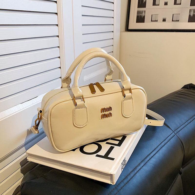 Women's Leather Bowling Niche Designer Retro Portable Crossbody Bags